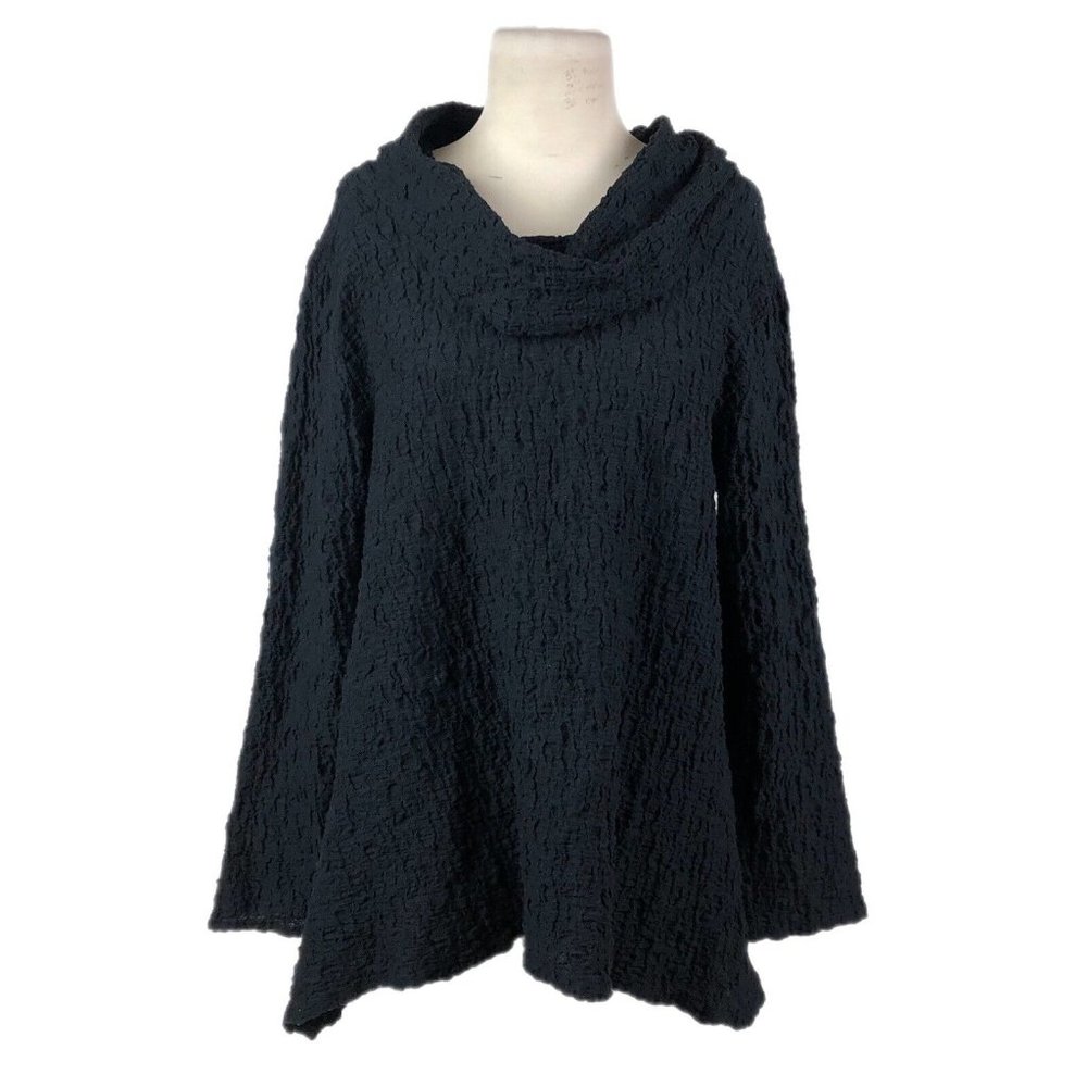 Habitat Black Cotton Cowl Neck Long Sleeve Top Tunic Crinkle Fabric Lagenlook M